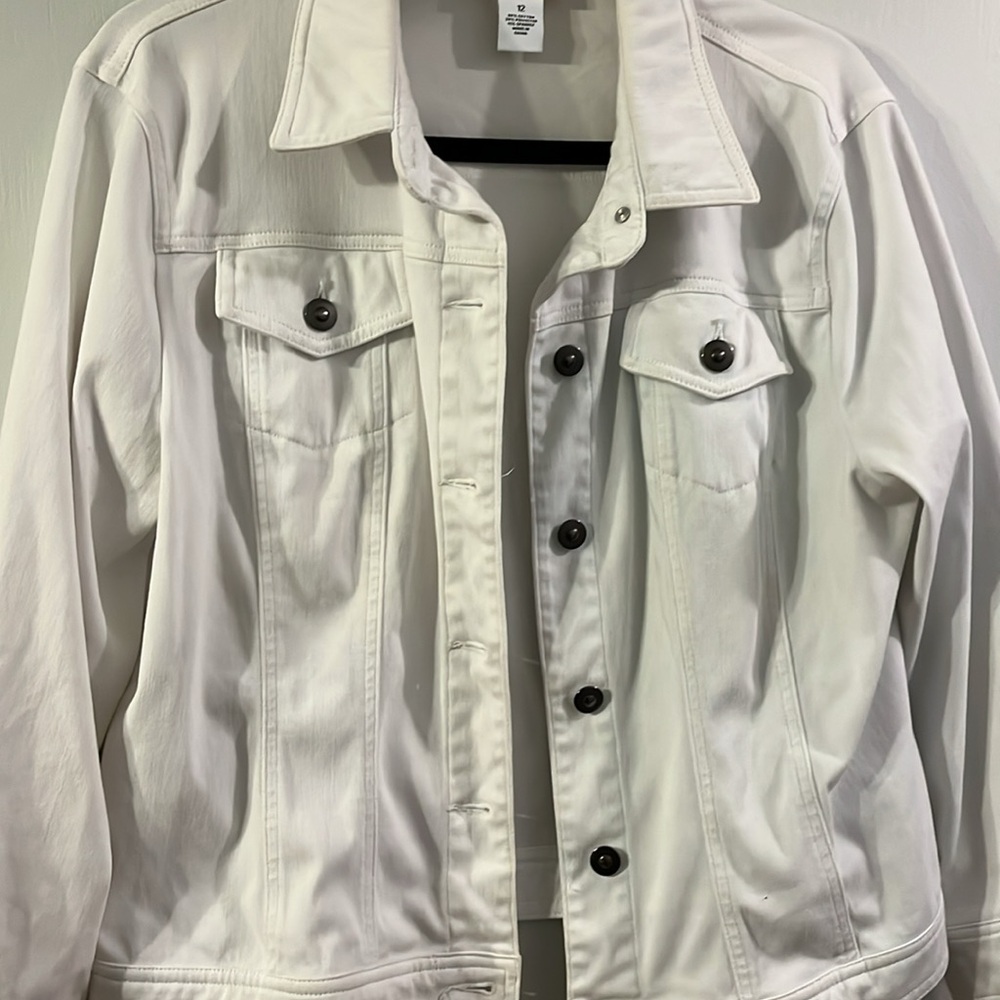 Ruby Rd. White Denim Jean Jacket - Picture 3 of 6